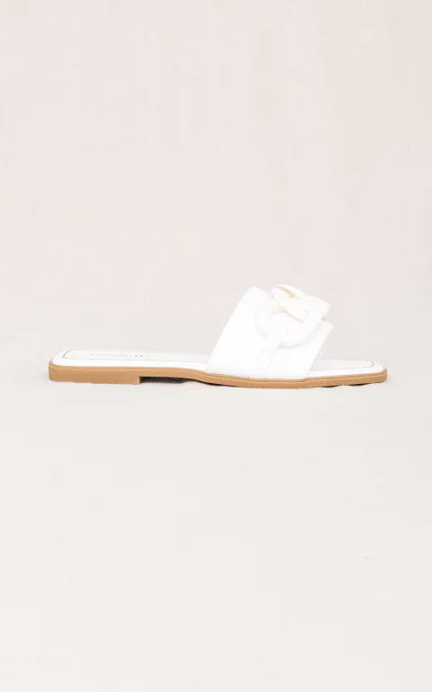 Slip-on sandals with chain details white