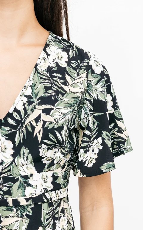 Patterned playsuit black green