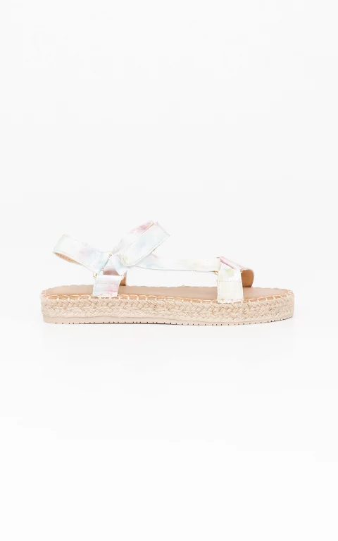 Sandals with woven soles pink yellow
