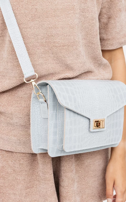 Leather bag with gold-coated details light blue