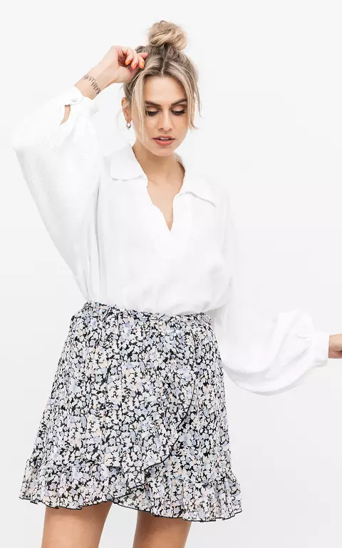 Baumwoll-Bluse mit V-Ausschnitt weiß