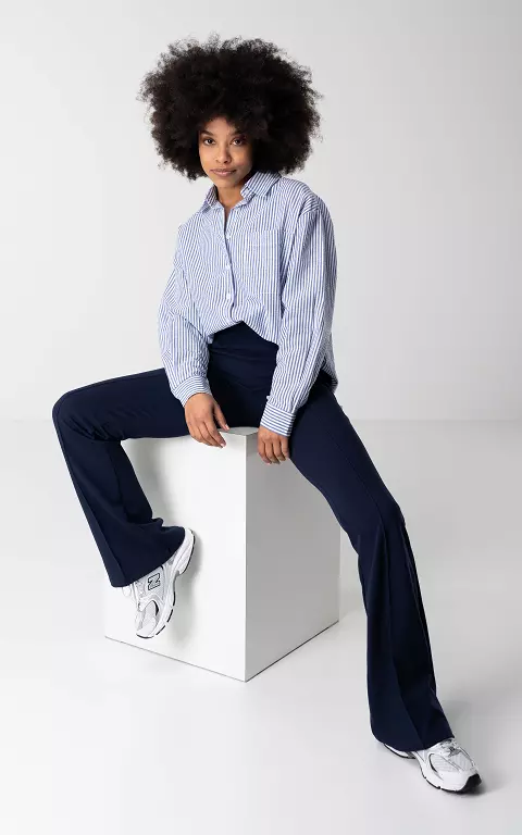 High-waist, flared trousers dark blue