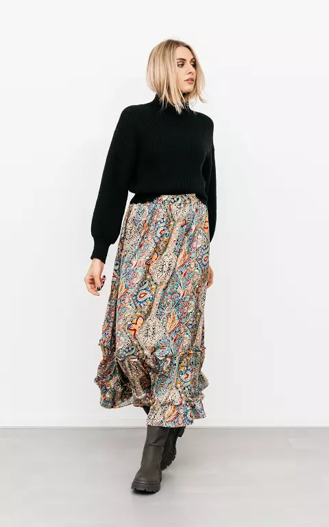 Maxi rok met paisley print multicolor