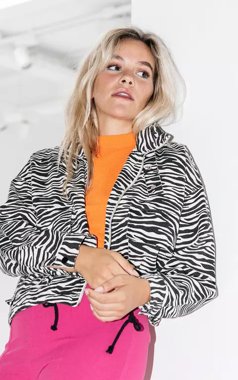 Oversized denim jacket with zebra print 