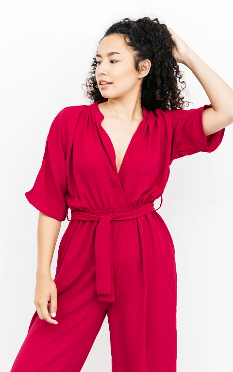 Jumpsuit with two side pockets dark red