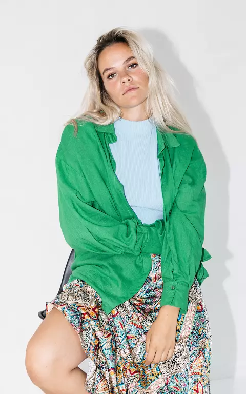 Oversized blouse with breast pocket green