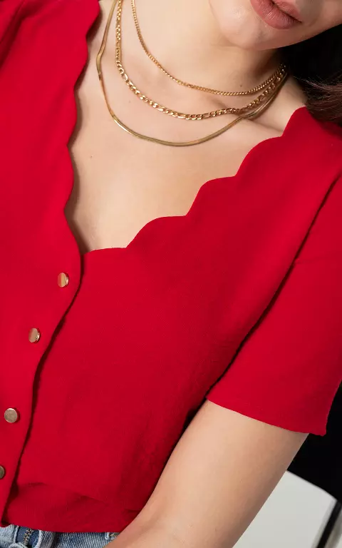 Bluse mit V-Ausschnitt und Knöpfen rot