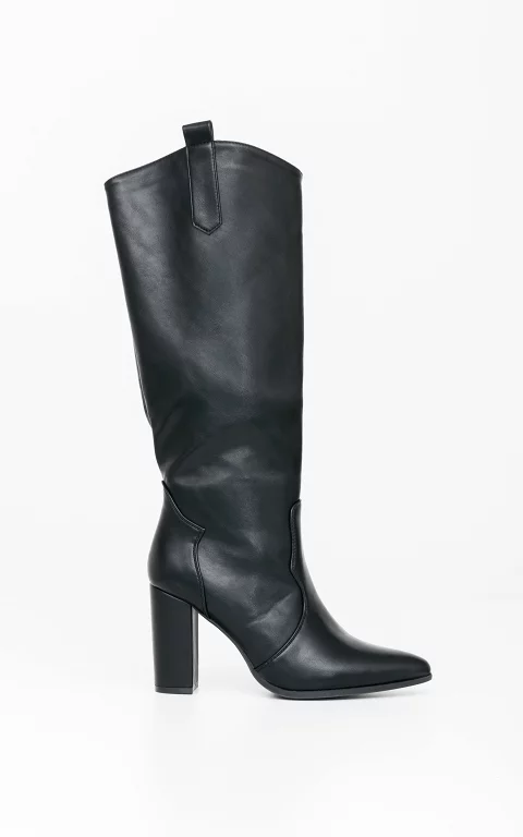 High leather-look boots with heel 