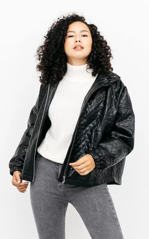 Leather-look jacket with pattern 