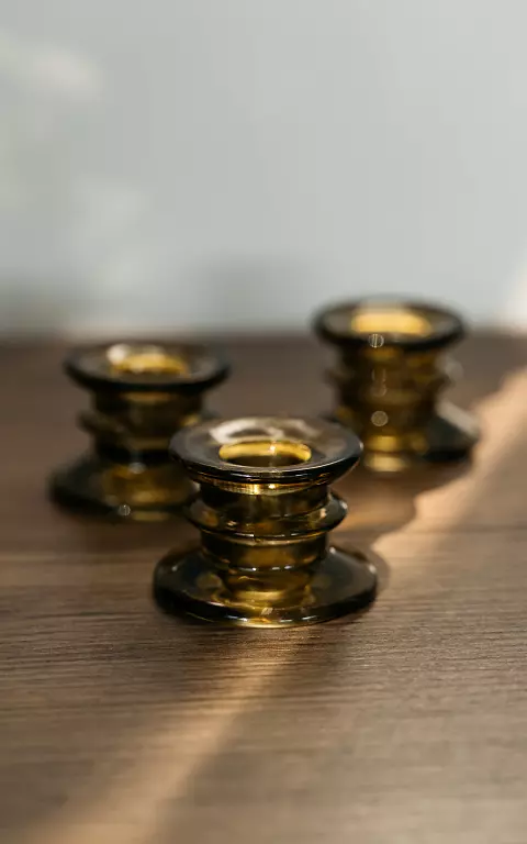 Set of 3 glass candle holders light green