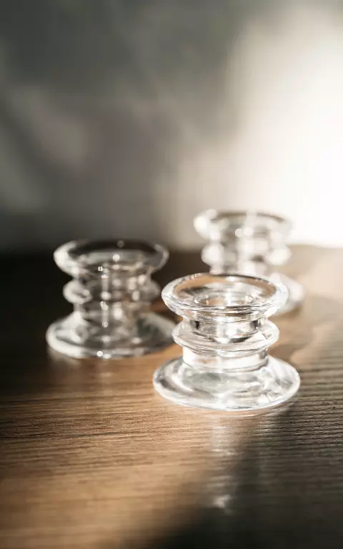 Set of 3 glass candle holders transparent