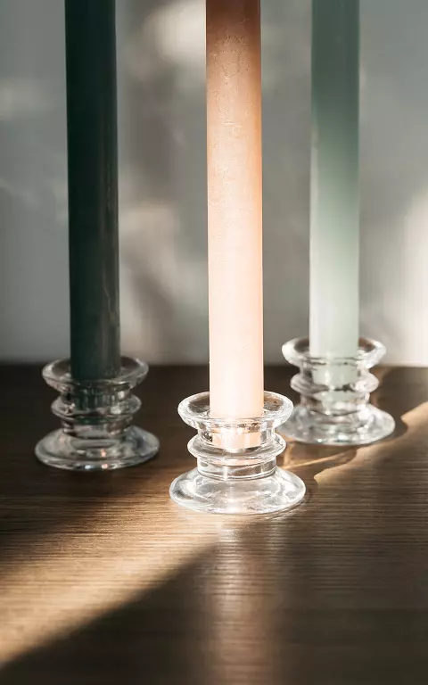 Set of 3 glass candle holders transparent