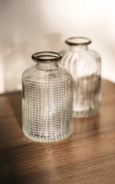 Glass vase with pattern transparent gold