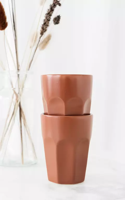 Set of two ceramic mugs rust brown