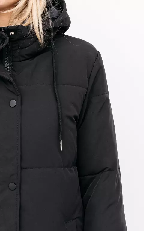 Lange puffer jacket zwart