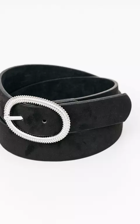 Belt with oval clasp black silver