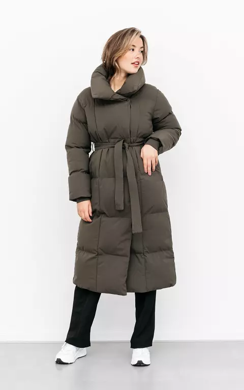 Lange puffer jacket donkergroen