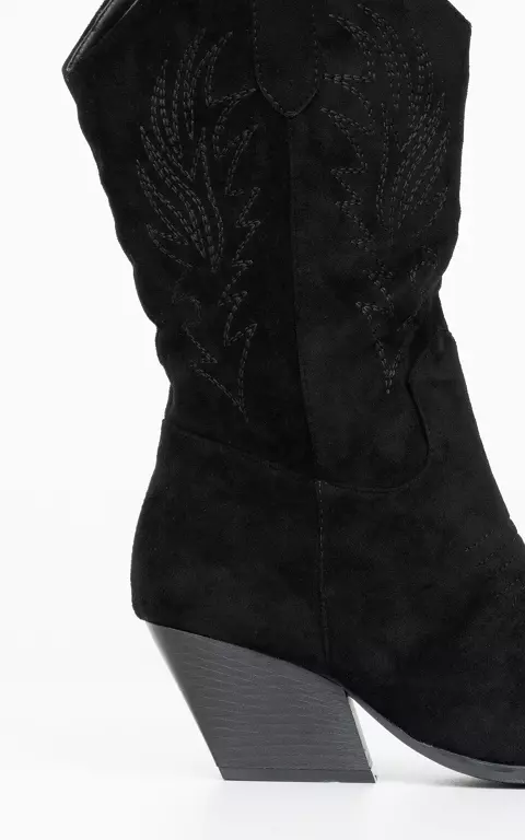 Suede look cowboy boots black