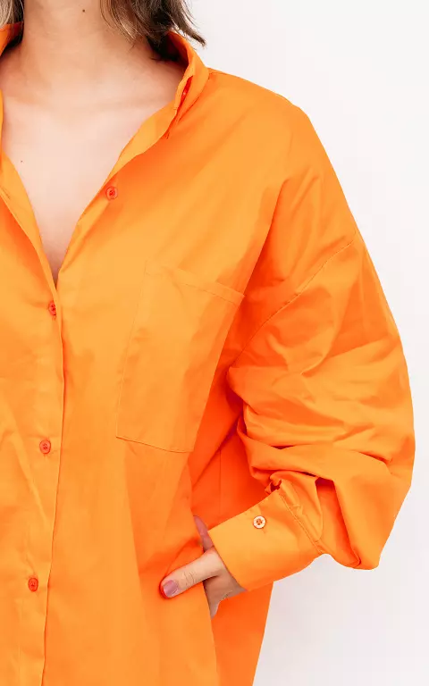 Oversized blouse met borstzakje oranje