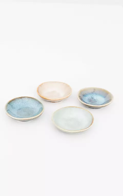 Set of four dishes blue green