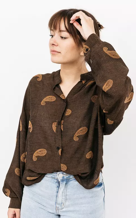 Hübsche Bluse mit Paisley-Print braun
