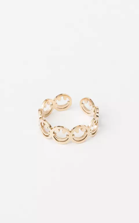 Stainless steel ring met smileys 