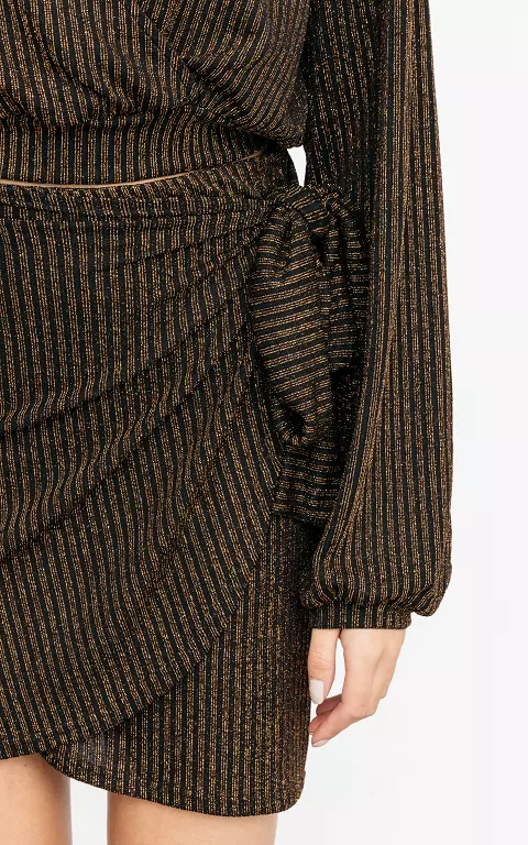 Wrap-around glitter skirt black bronze