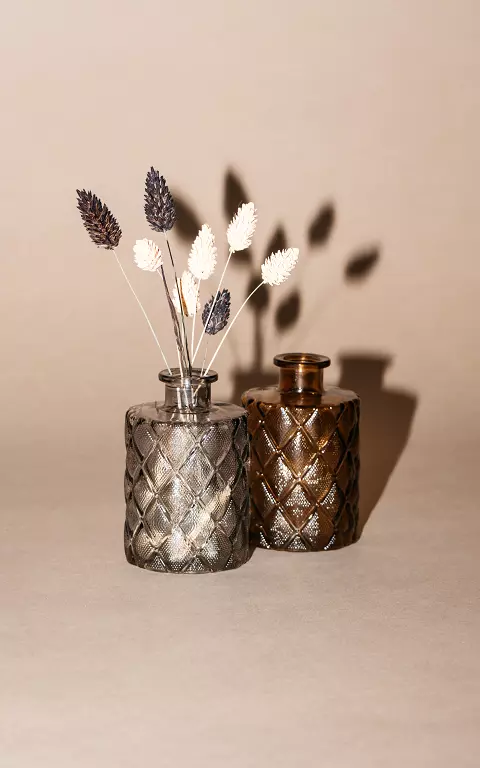 Patterned glass vase grey