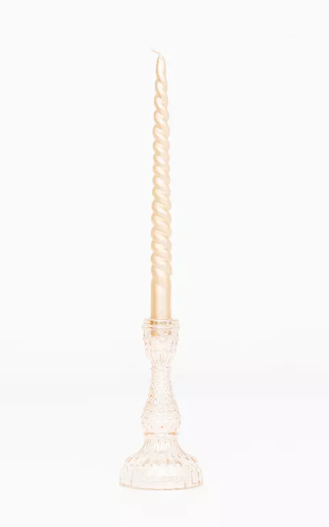 Glass candle holder with pattern champagne