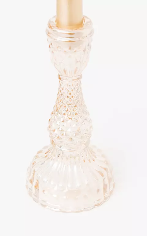 Glass candle holder with pattern champagne