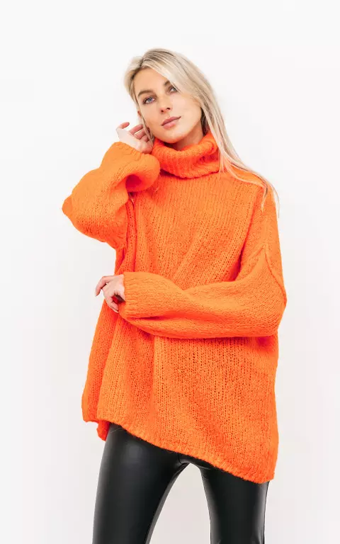 Oversized chunky knit sweater orange
