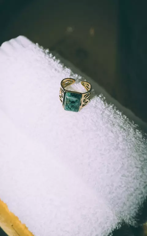 Verstelbare ring met steen goud groen