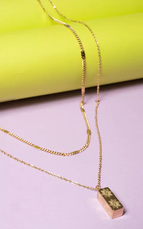 Stainless steel two-layer necklace gold