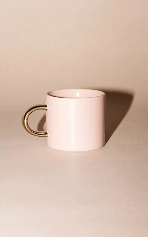 Ceramic mug with gold-coated ear mauve pink gold