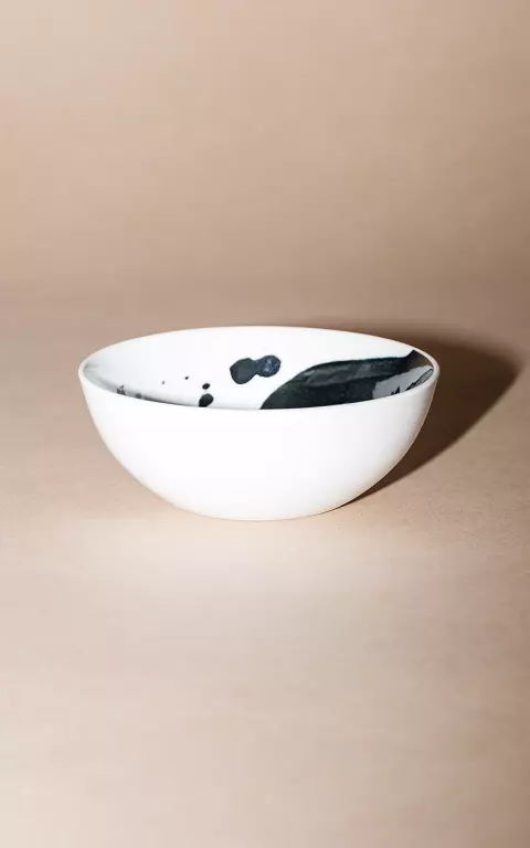 Handmade ceramic dish white black
