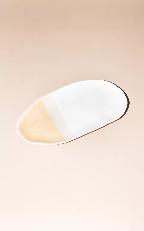 Ovale Porzelan-Schale weiß ockergelb