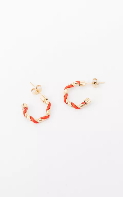 Stainless steel earrings gold red