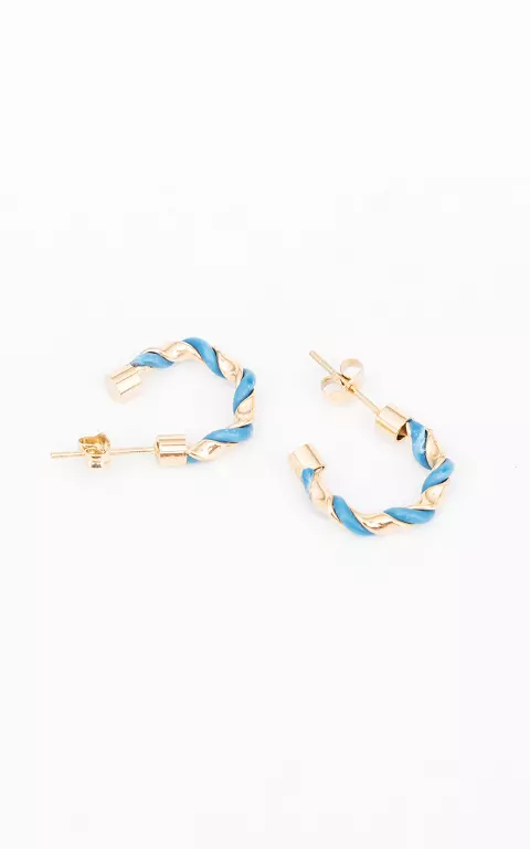 Stainless steel earrings gold blue