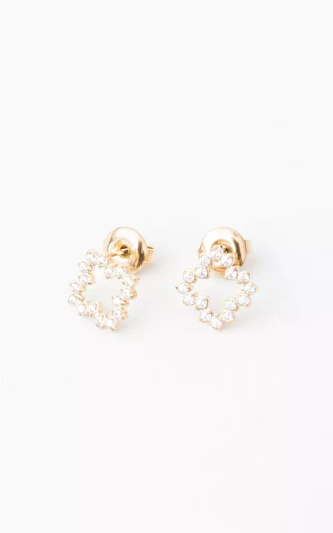 Stainless steel stud earrings with beads gold