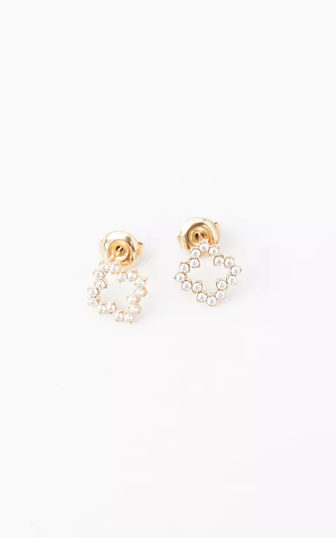 Stainless steel stud earrings with beads gold