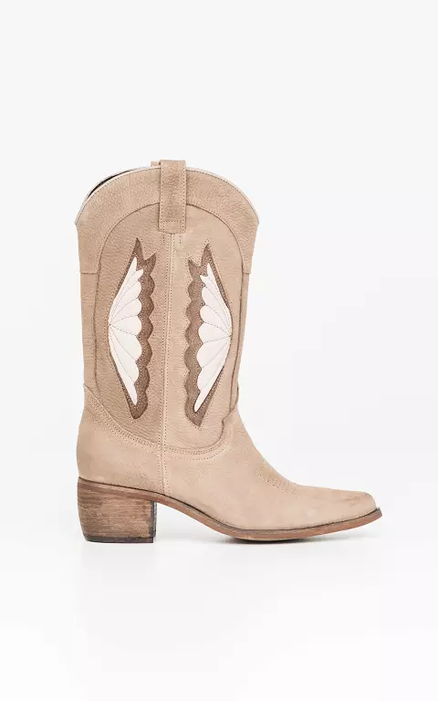Leather cowboy boots taupe