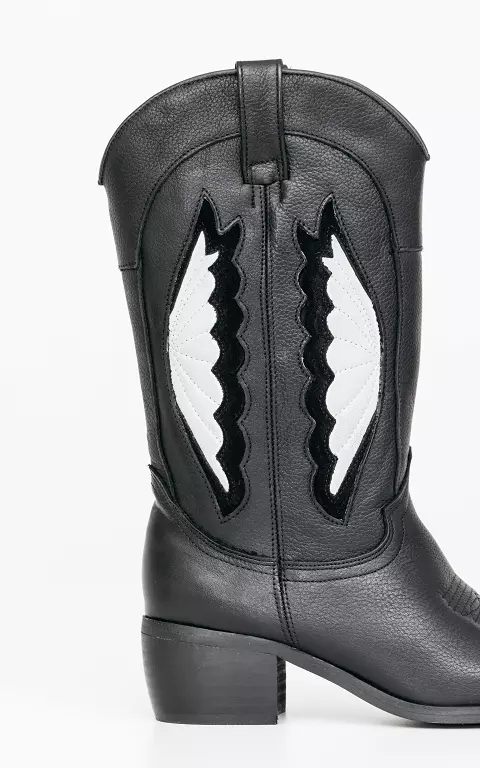 Leather cowboy boots black