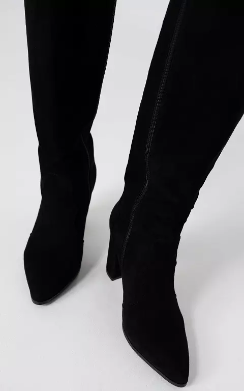 Hoge laars met suède look zwart