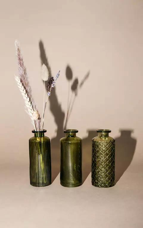 Reliefglas-Vase grün
