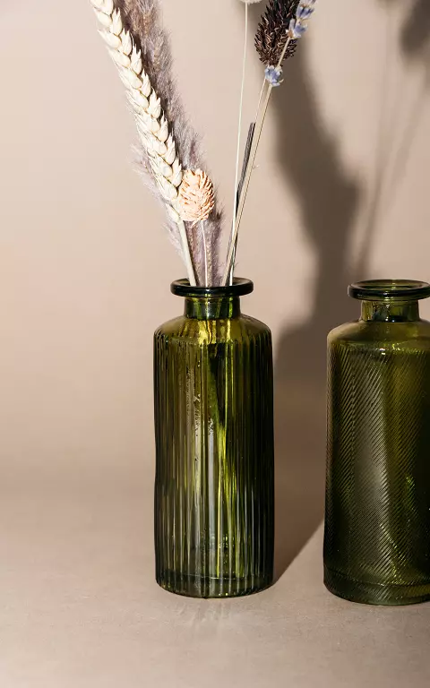 Glass patterned vase green