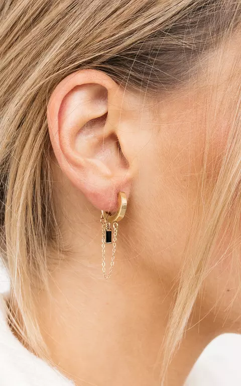 Stainless steel single earring gold black