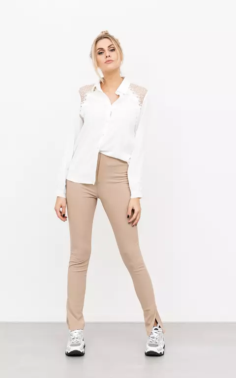Trousers with split taupe