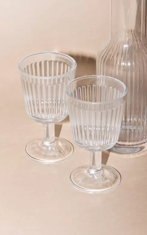 Set of two patterned wineglasses  transparent