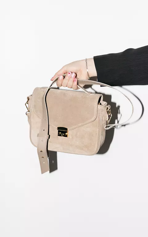 Suede bag with gold-coated details 