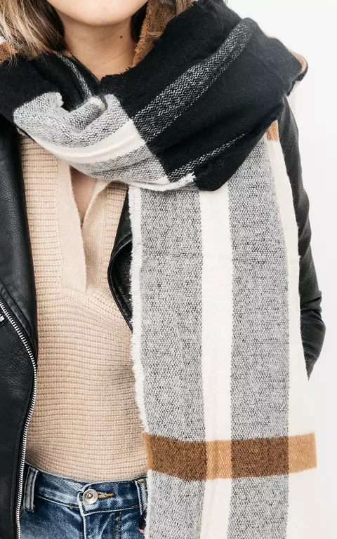 Schal mit Print grau braun